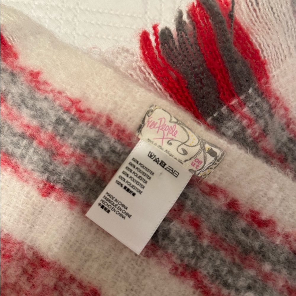 Free People Cozy Striped Scarf - Red and Gray